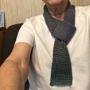 Hand knit wool fashion scarf loop through end